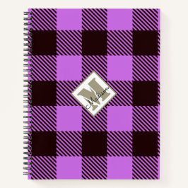 Chic Orchid Black Kariert Tartan Personalisierter  Notizbuch
