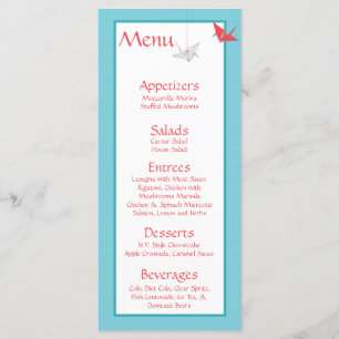 Chic Origami Birds Menu Mariage