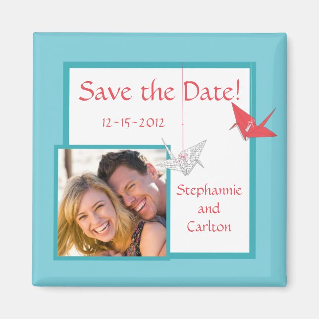 Chic Origami Birds Wedding Magnet (Vorne)