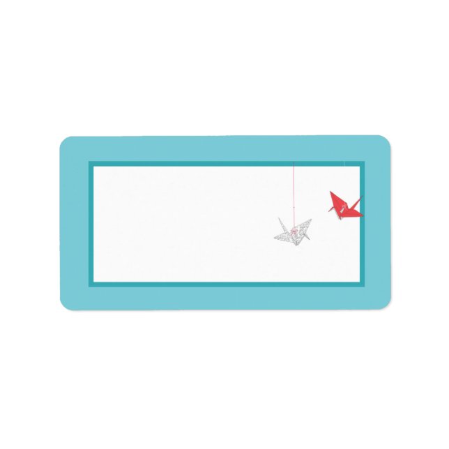 Chic Origami Birds Wedding Mailadresse Adressaufkleber (Vorne)
