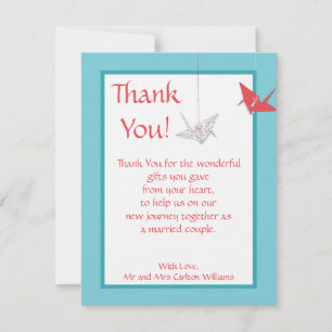 Chic Origami Oiseaux Mariages Carte de remerciemen