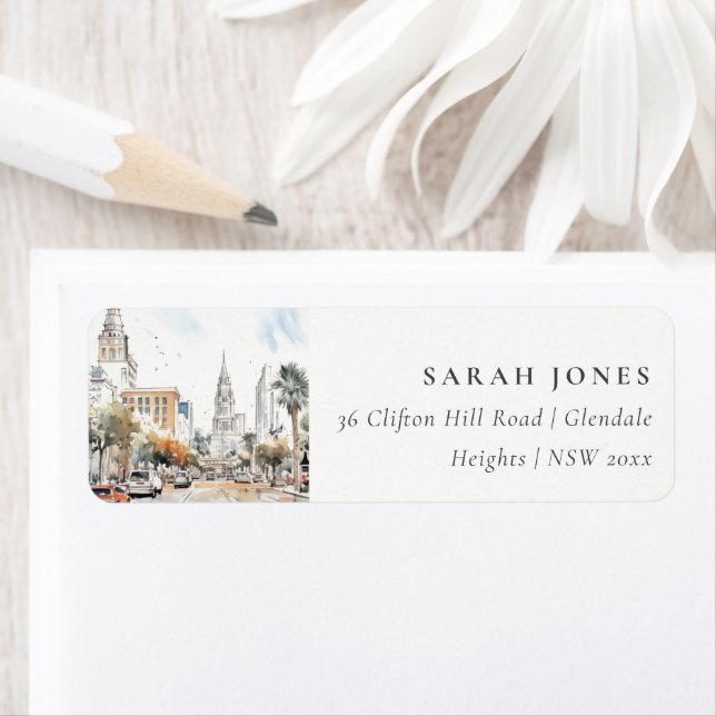 Chic Orlando Florida Skyline Aquarelladresse (Insitu)