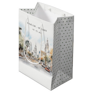 Chic Orlando Florida Skyline Hochzeit der Wasserfa Mittlere Geschenktüte