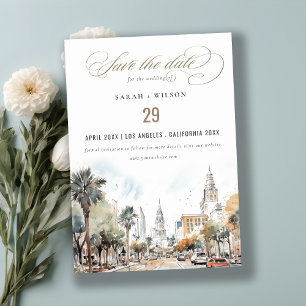 Chic Orlando Florida Skyline Hochzeit der Wasserfa Save The Date