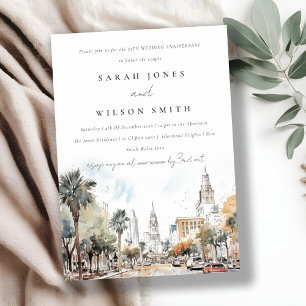 Chic Orlando Florida Skyline Hochzeitsfeier Einladung