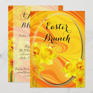 Chic-ovale Narzissen-abstrakter OsternBrunch Einladung