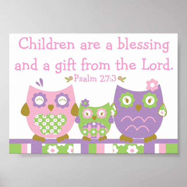 Chic Owls Christian Bible Verse Poster (Devant)