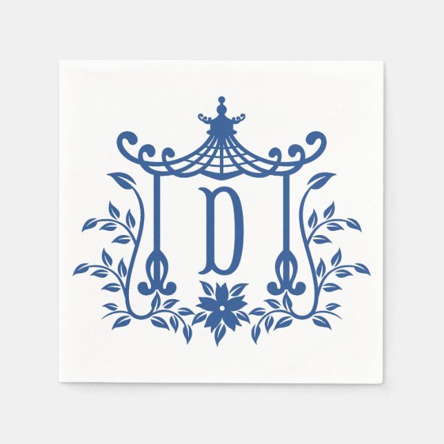 Chic Pagoda Monogram D Napkins Serviette (Vorderseite)