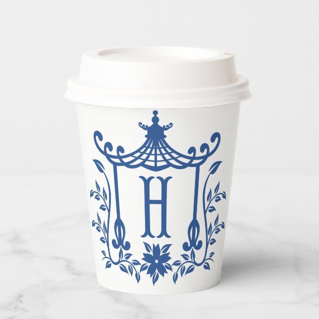 Chic Pagoda Monogram H Paper Cups Pappbecher (Vorderseite)