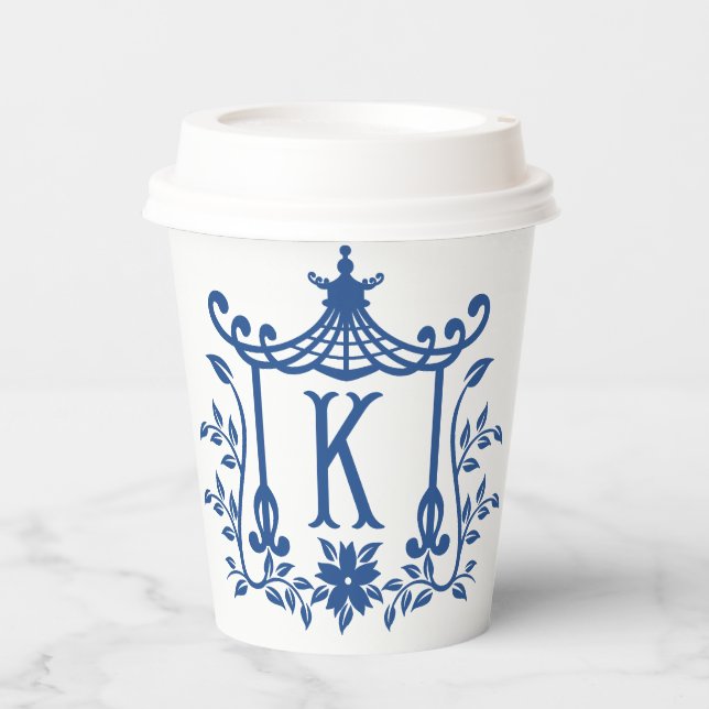 Chic Pagoda Monogram K Paper Cups Pappbecher (Vorderseite)