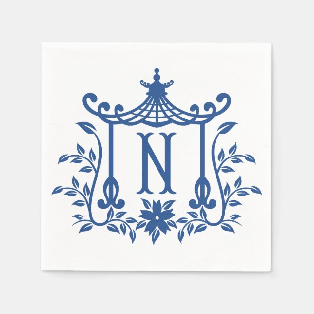 Chic Pagoda Monogram N Napkins Serviette (Vorderseite)