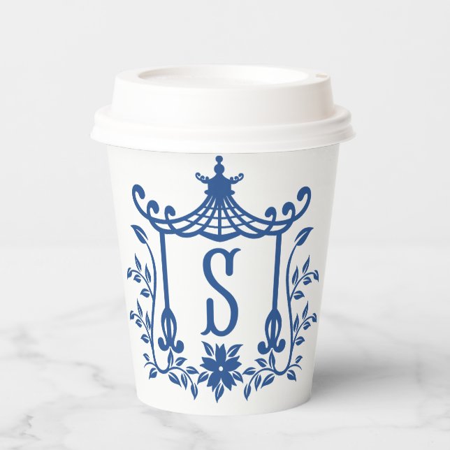 Chic Pagoda Monogram S Paper Cups Pappbecher (Vorderseite)