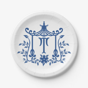 Chic Pagoda Monogram T Paper Plate Pappteller