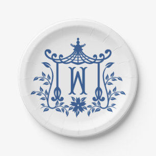 Chic Pagoda Monogram W Paper Plate Pappteller