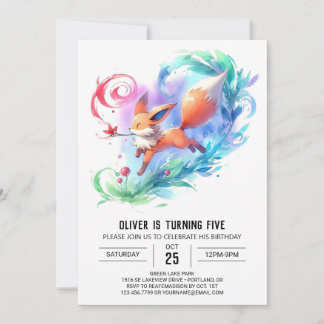 Chic Painted Fox Geburtstag Einladung