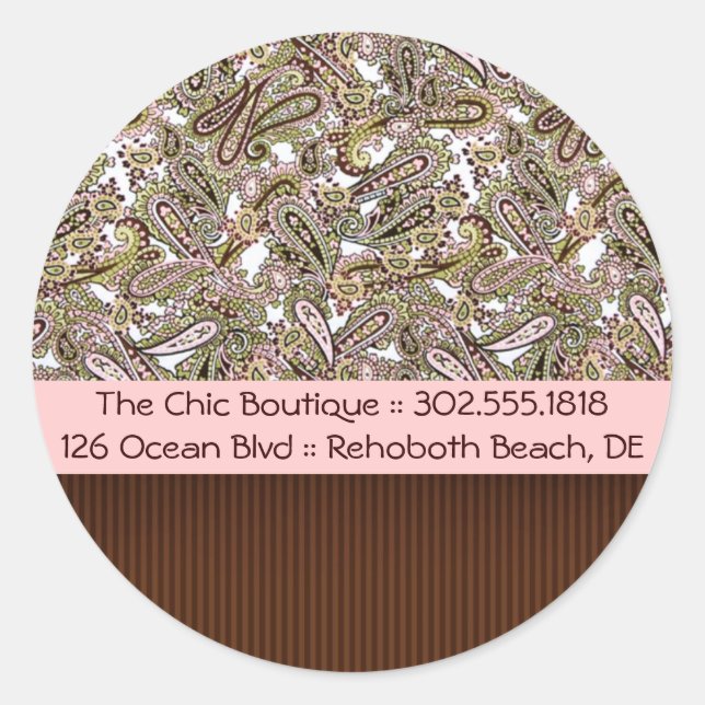 Chic Paisley Business Stickers (Vorderseite)