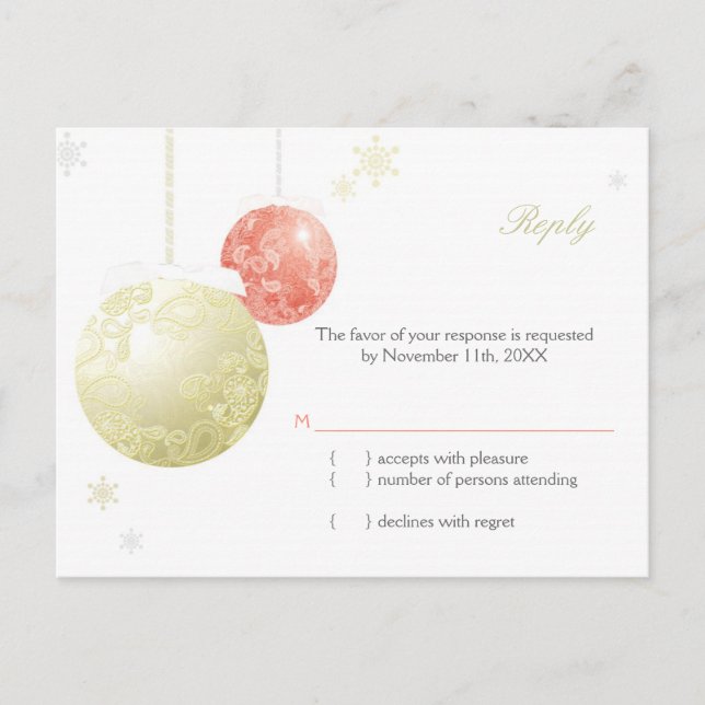 Chic Paisley Christmas RSVP Einladungspostkarte (Vorderseite)