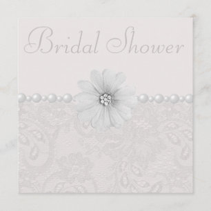 Chic Paisley Lace, Blume & Pearls Brautparty Einladung