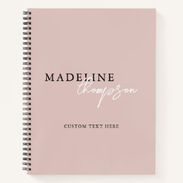 Chic Pale Pink Beige Script Typografie-Notebook Notizbuch