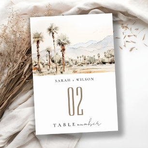 Chic Palm Springs California Landschaft Hochzeit Tischnummer