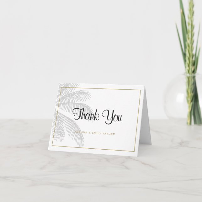 Chic Palm Tree & Gold Merci de mariage personnalis (Devant)