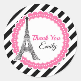 Chic Paris Birthday Baby Dusche Runder Aufkleber