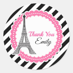 Chic Paris Birthday Baby Dusche Runder Aufkleber