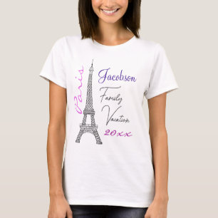 Chic Paris Eiffel Tower Familienurlaub T-Shirt
