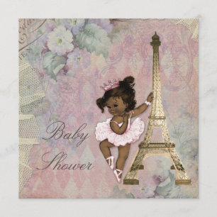 Chic Paris Ethnic Princess Ballerina Baby Dusche Einladung