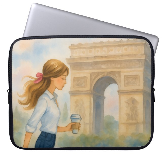Chic Paris Girl by Arc de Triomphe Laptopschutzhülle (Vorderseite)