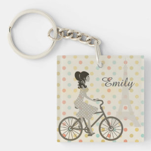 Chic Paris Girl Riding Bike Dotty Personnalisé