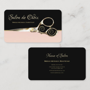 Chic Pariser Salon in hellrosa Schwarz und Schere Visitenkarte