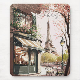 Chic Parisian Café Eiffel Tower Paris France Shop Mousepad