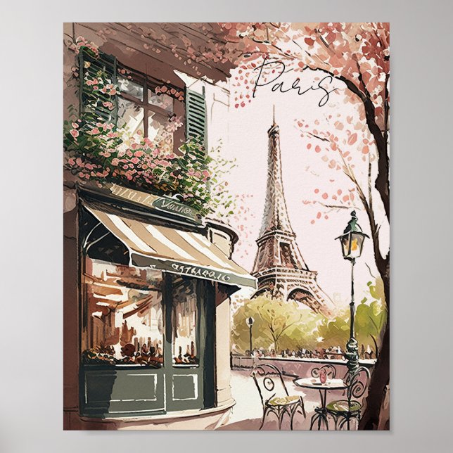 Chic Parisian Café Eiffel Tower Paris France Shop Poster (Vorne)
