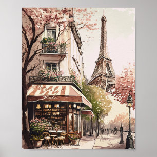 Chic Parisian Café Eiffel Tower Paris Frankreich S Poster