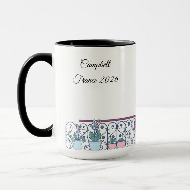 Chic Parisian Window Haussmann Style Custom Name Tasse (Links)