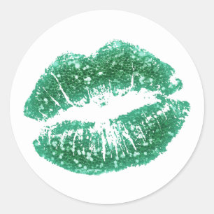 Chic Parties scintillant verte lèvres Sticker rond