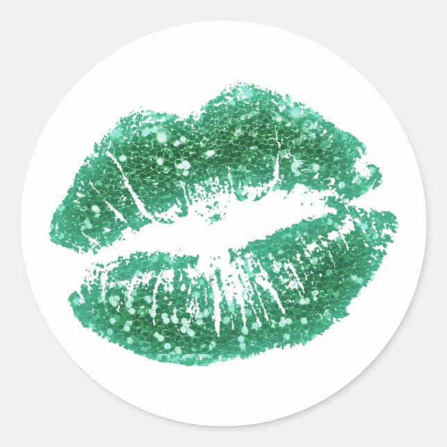 Chic Parties scintillant verte lèvres Sticker rond (Devant)