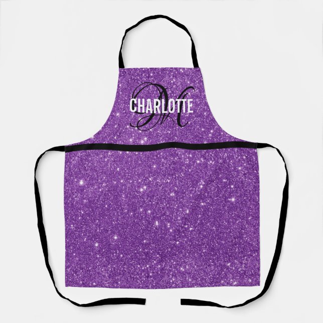 Chic parties scintillant violet nom tablier (Recto)