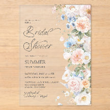 Chic Pastel Blush White Blue Floral Brautparty