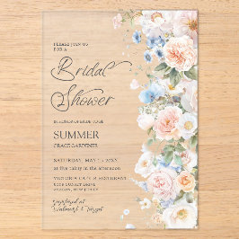 Chic Pastel Blush White Blue Floral Brautparty Acryleinladungen