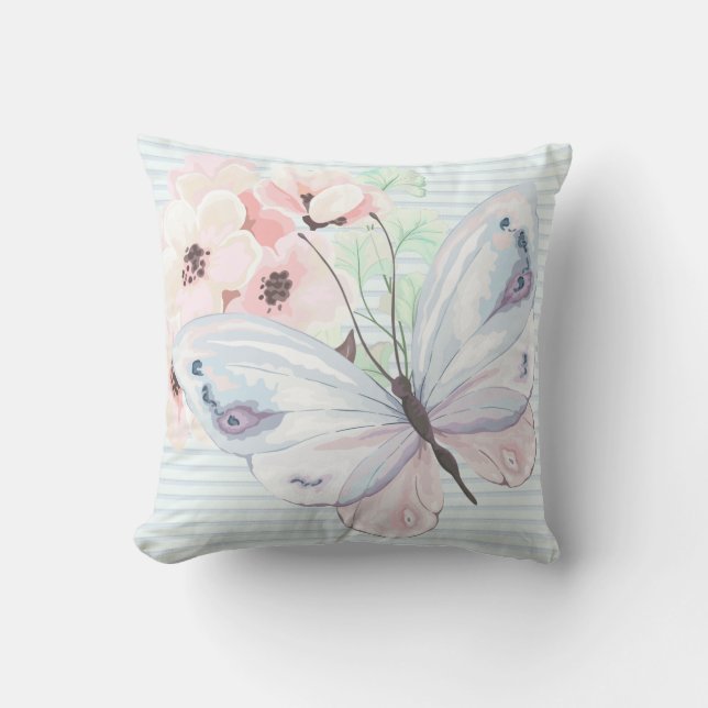 Chic Pastel Butterfly Kissen (Vorderseite)