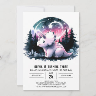 Chic Pastel Dino fête Anniversaire Invitation