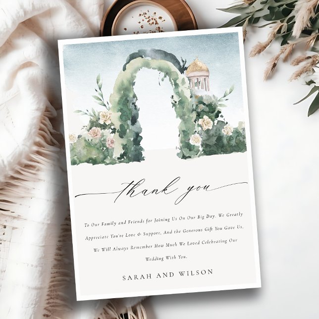 Chic Pastel Floral Garden Arch Botanische Hochzeit Dankeskarte (Von Creator hochgeladen)