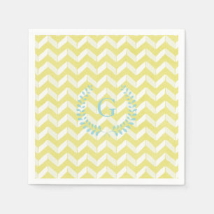 Chic Pastel Gelb Aquamarine Zickzack Custom Monogr Serviette