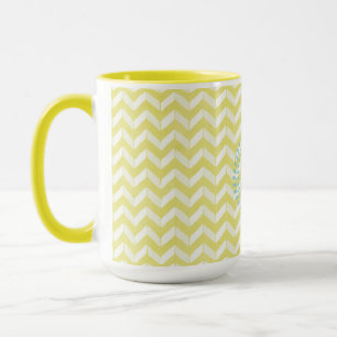 Chic Pastel Gelb Aquamarine Zickzack Custom Monogr Tasse