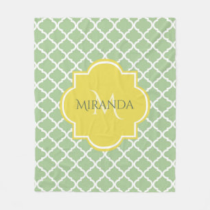 Chic Pastel Green Quatrefolie Gelbe Bezeichnung Mo Fleecedecke