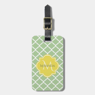 Chic Pastel Green Quatrefolie Gelbe Bezeichnung Mo Gepäckanhänger