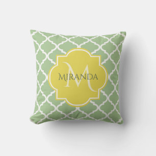 Chic Pastel Green Quatrefolie Gelbe Bezeichnung Mo Kissen