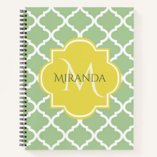 Chic Pastel Green Quatrefolie Gelbe Bezeichnung Mo Notizbuch